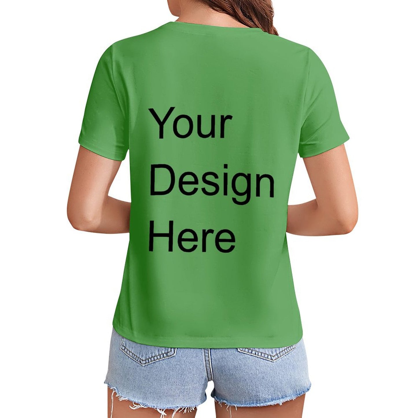 Custom Placement Print T-Shirt - Women Cotton Crew Neck Short Sleeve Tee for Spring & Summer