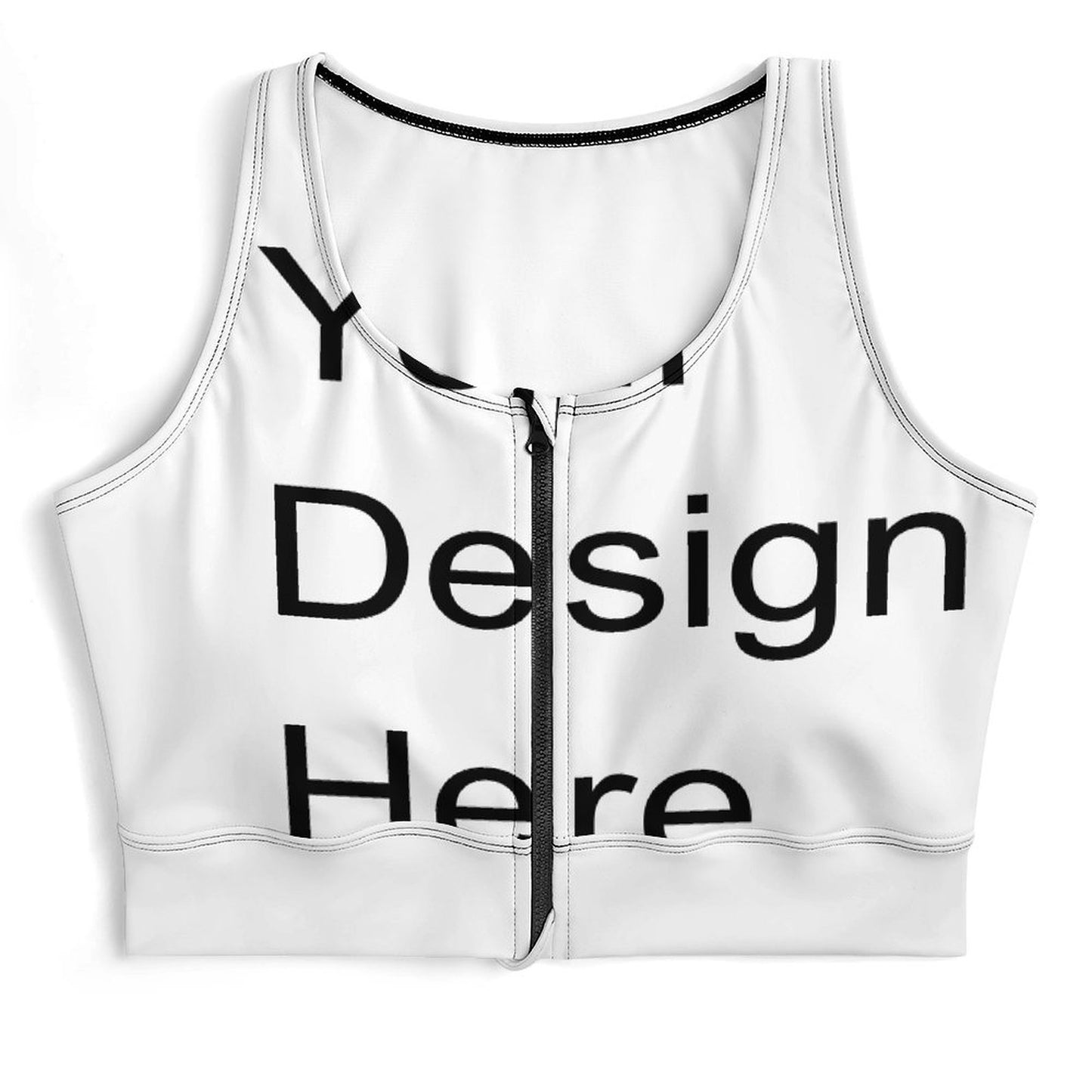 Custom Full Print Tank Top - Women's U-Neck Zip-Up Yoga Tank Top for Spring & Summer