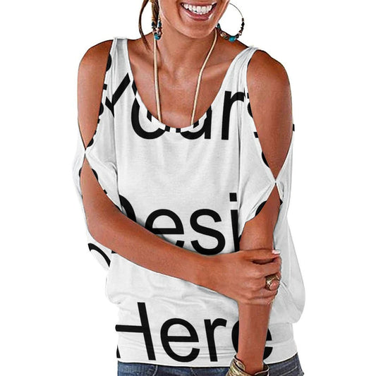 Custom Full Print T-Shirt - Women Cotton Off Shoulder Short Sleeve Tee for Spring & Summer