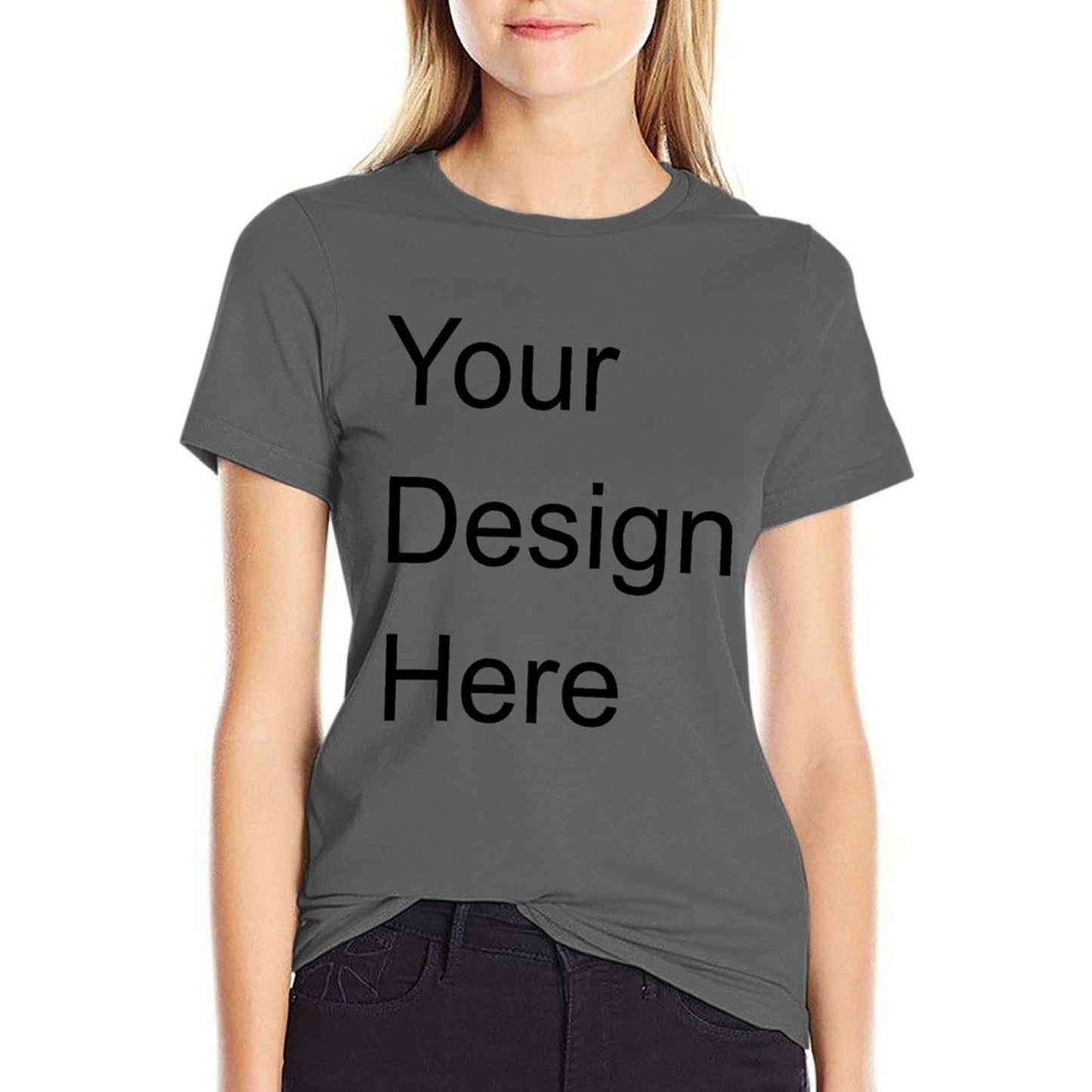 Custom Placement Print T-Shirt - Women Cotton Crew Neck Short Sleeve Tee for Spring & Summer