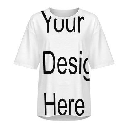 Custom Full Print T-Shirt - for Women Cotton Crew Neck Half Sleeve Drop-Shoulder Tee for Spring & Summer