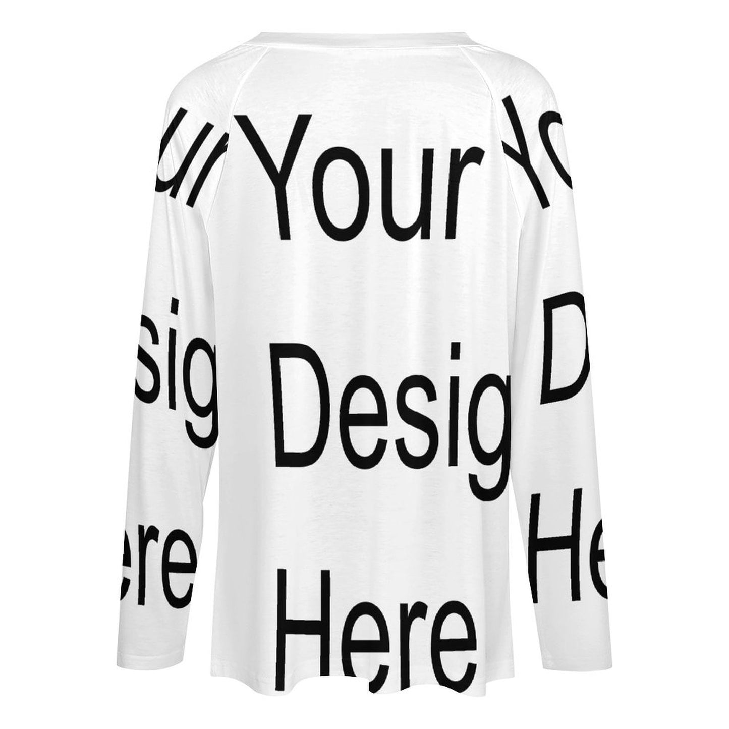 Custom Full Print T-Shirt - Women's Polyester V-Neck Layered Long Sleeve Relaxed Fit Tee for Spring/Autumn/Winter