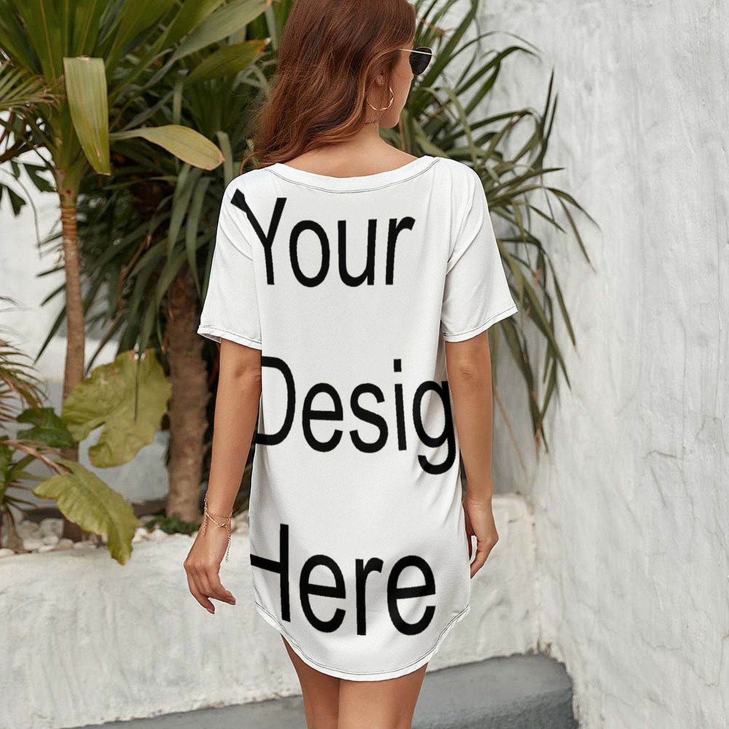 Custom Full Print T-Shirt - Women's Relaxed Fit Polyester Crew Neck Batwing Short Sleeve Tee for Spring & Summer