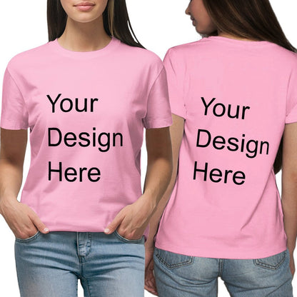 Custom Placement Print T-Shirt - Women Cotton Crew Neck Short Sleeve T-Shirt for Spring & Summer