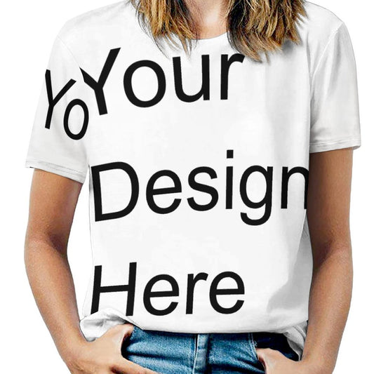 Custom Full Print T-Shirt - Women's Cotton Crew Neck Short Sleeve T-Shirt for Spring & Summer