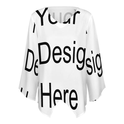 Custom Full Print T-Shirt - Women's Chiffon V-Neck Relaxed Fit Long Sleeve Blouse for Spring/Autumn/Winter