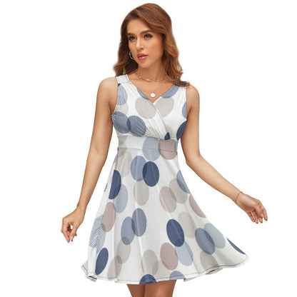 Custom Full Print Dress - Women Milk Silk V Neck Sleeveless Dress for Spring & Summer