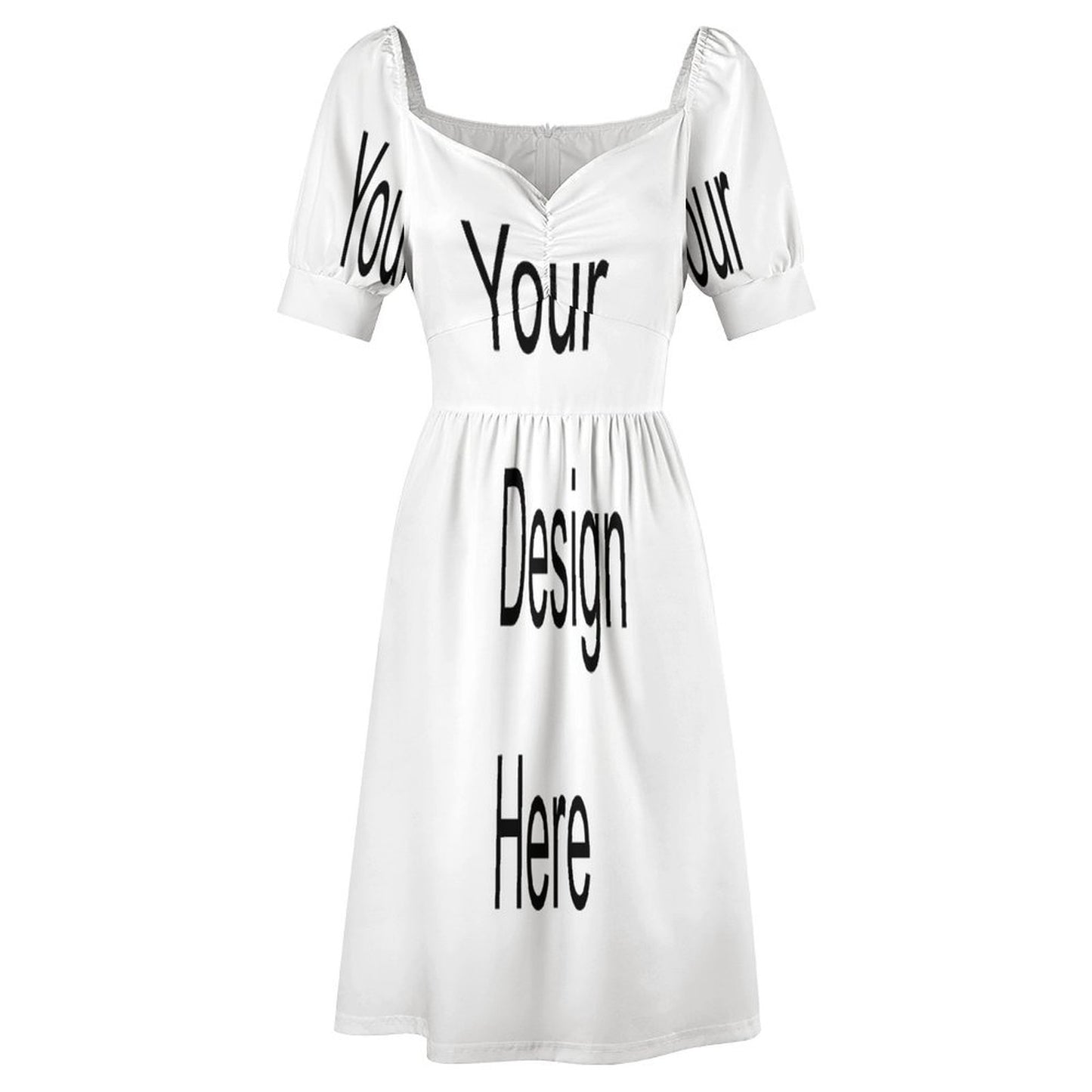 Custom Full Print Dress - Women Polyester V-Neck Short Sleeve Sweetheart Dress for Spring & Summer