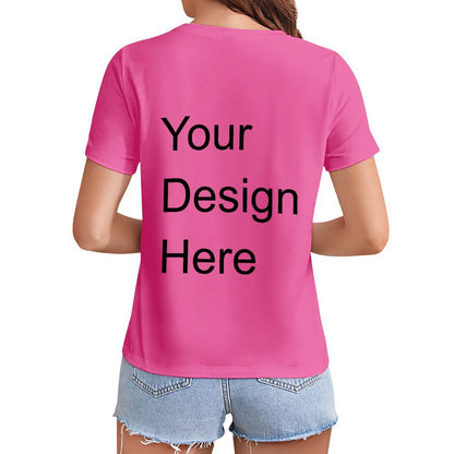 Custom Placement Print T-Shirt - Women Cotton Crew Neck Short Sleeve Tee for Spring & Summer