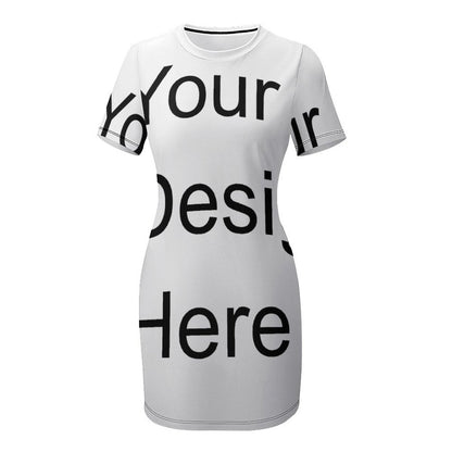 Custom Full Print Dress - Women Polyester Crew Neck Short Sleeve Dress for Spring & Summer