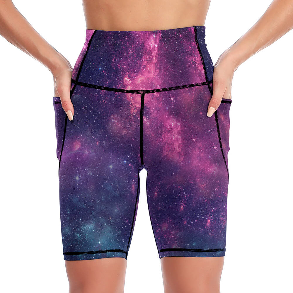 Custom Full Print Yoga Short - Women's Double-Layered Yoga Capri Shorts with Dual Pockets