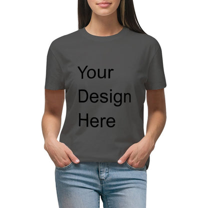 Custom Placement Print T-Shirt - Women's Cotton Crew Neck Short Sleeve Tee for Spring & Summer