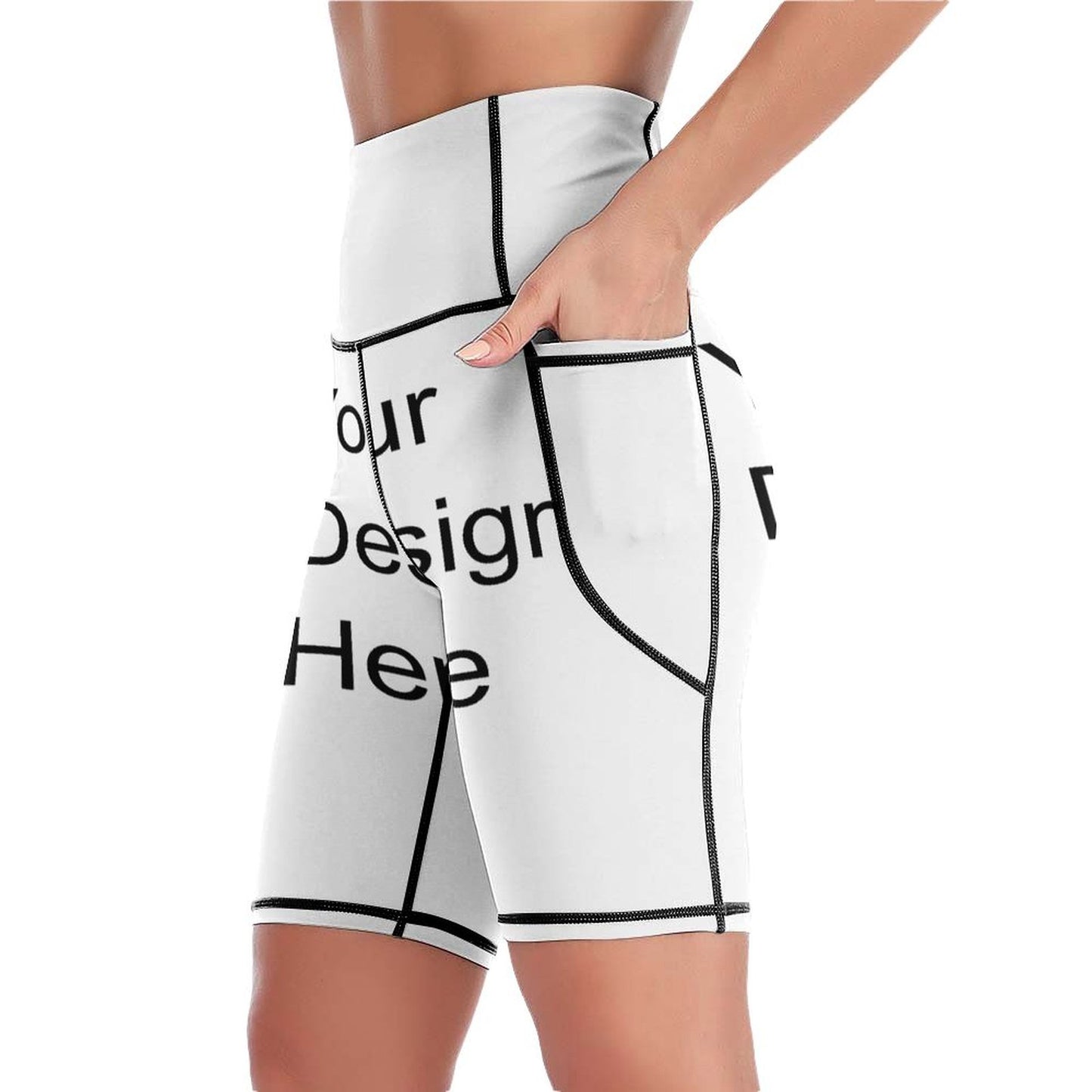 Custom Full Print Yoga Short - Women's Polyester Yoga Capri Shorts with Dual Pockets