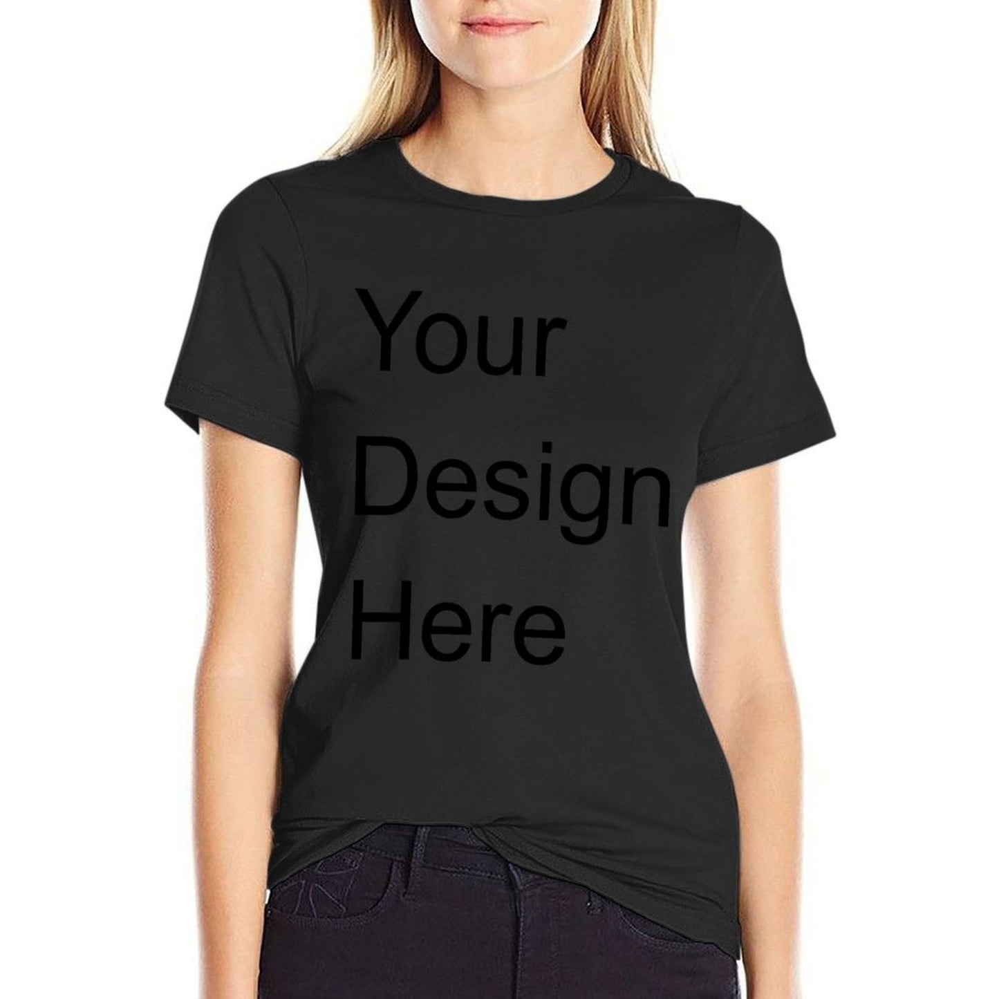 Custom Placement Print T-Shirt - Women Cotton Crew Neck Short Sleeve Tee for Spring & Summer