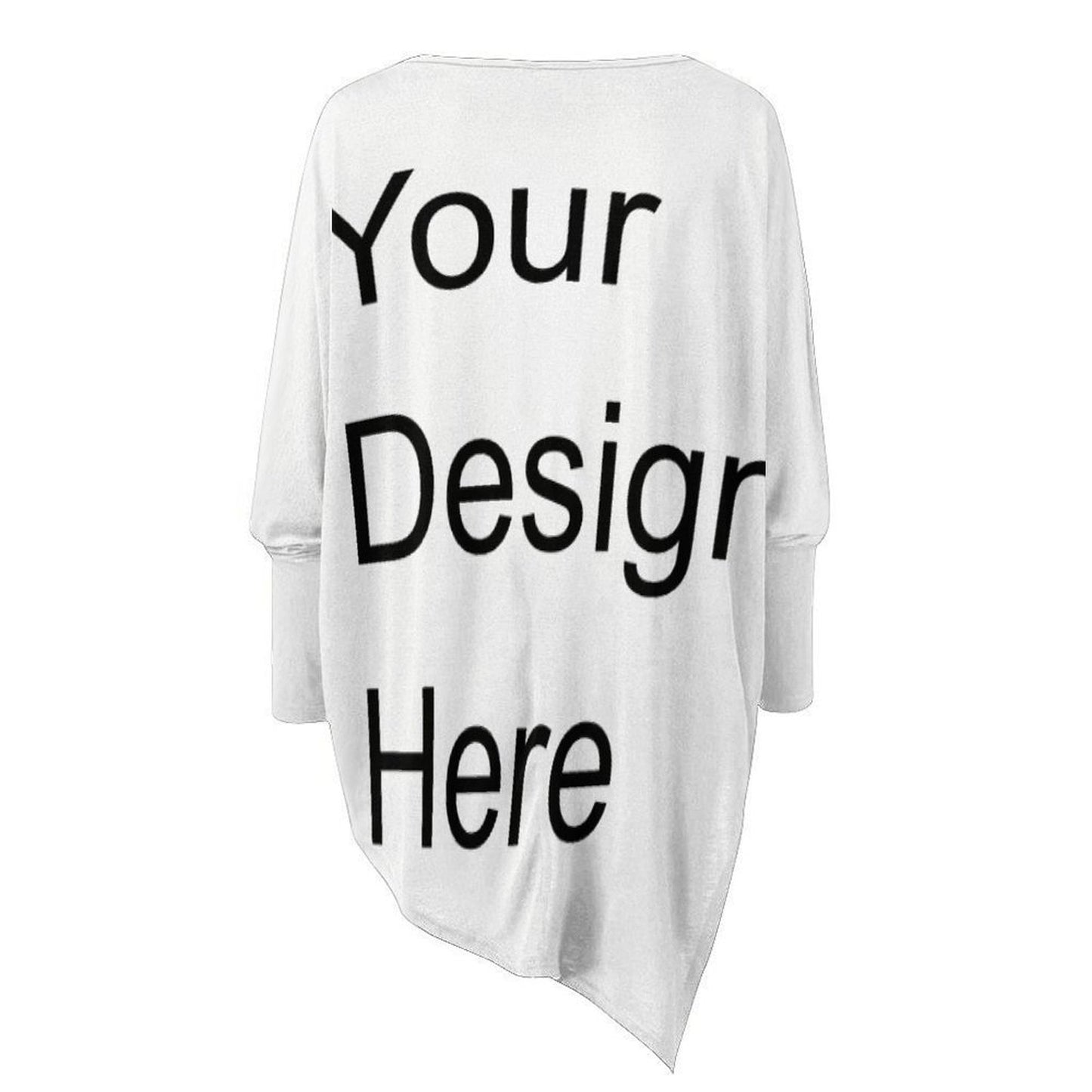 Custom Full Print T-Shirt - Women's Polyester Crew Neck Long Sleeve Asymmetrical Hem Tee for Spring/Autumn/Winter