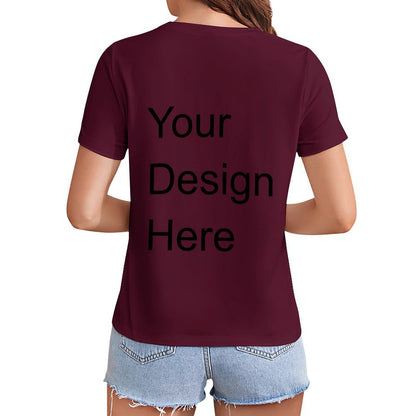 Custom Placement Print T-Shirt - Women Cotton Crew Neck Short Sleeve Tee for Spring & Summer